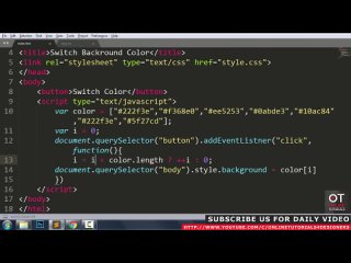 free change background color on click html css and javascript hd