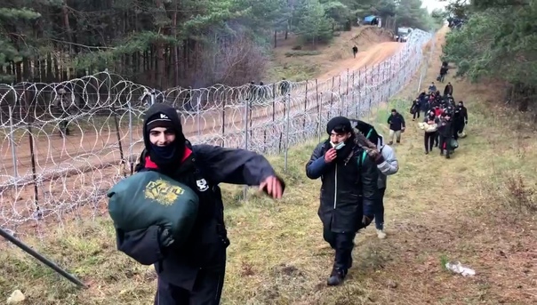 free видеофакт после неудачного прорыва границы мигранты пошли вдоль забора по беларусской территории hd