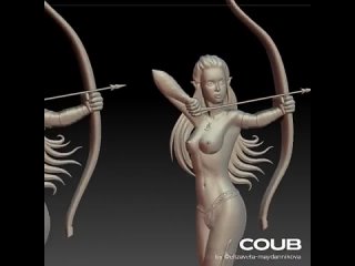 free эльфийка с луком 3д модель для чпупринтера барельеф elf with a bow 3d model for cncprinter bas relief hd