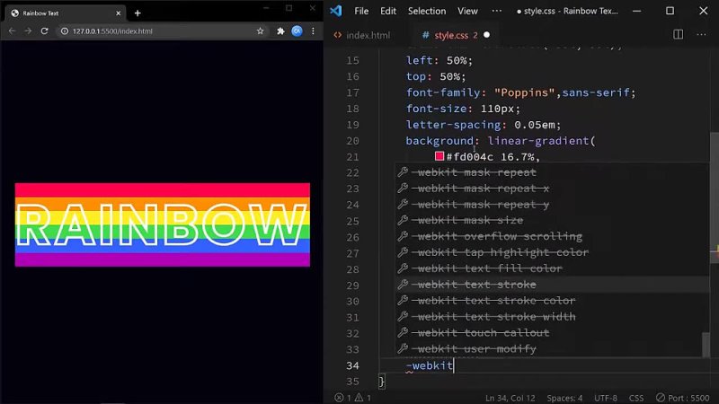 free css rainbow text animation css text effect hd