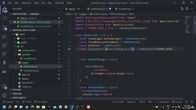free udemy graphql with react node js real time private chat app 2022 3 hd